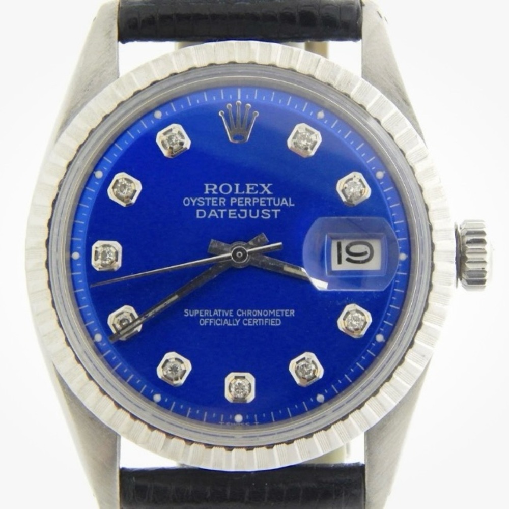 Rolex datejust blue dial diamonds